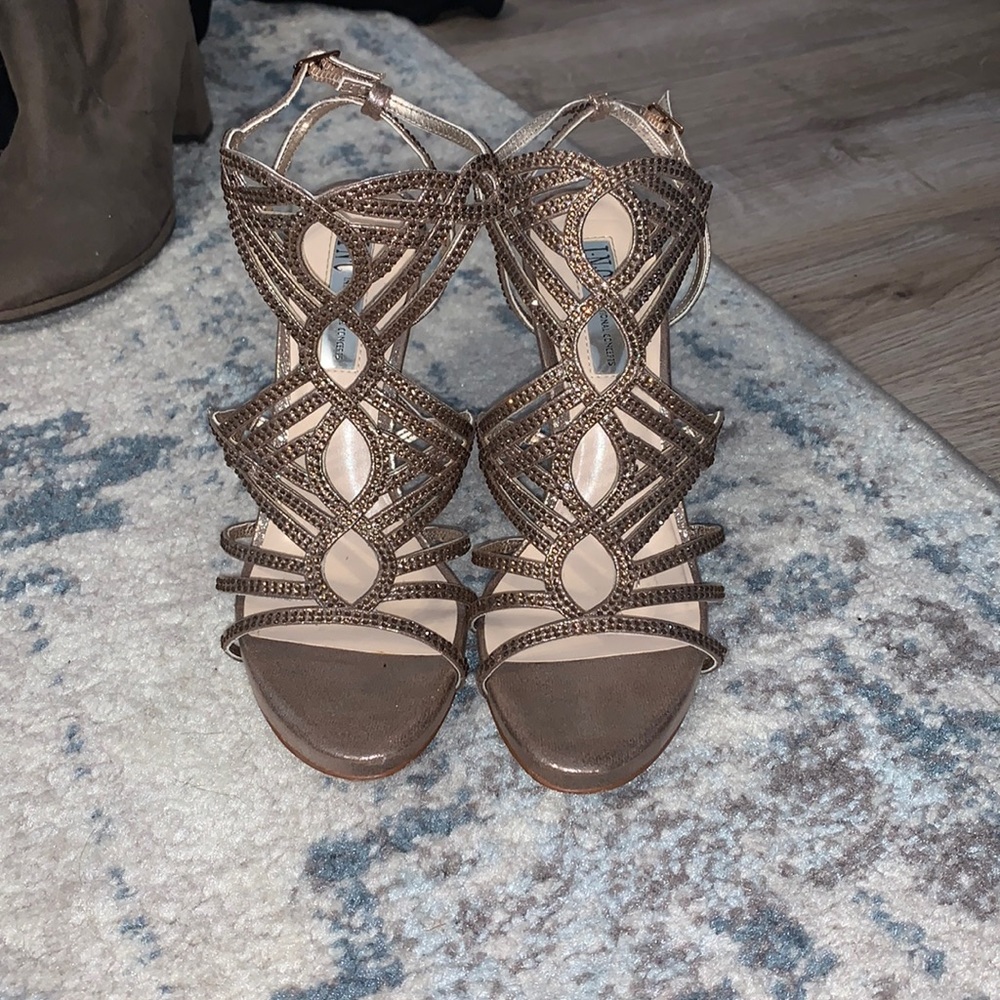INC bronze heels